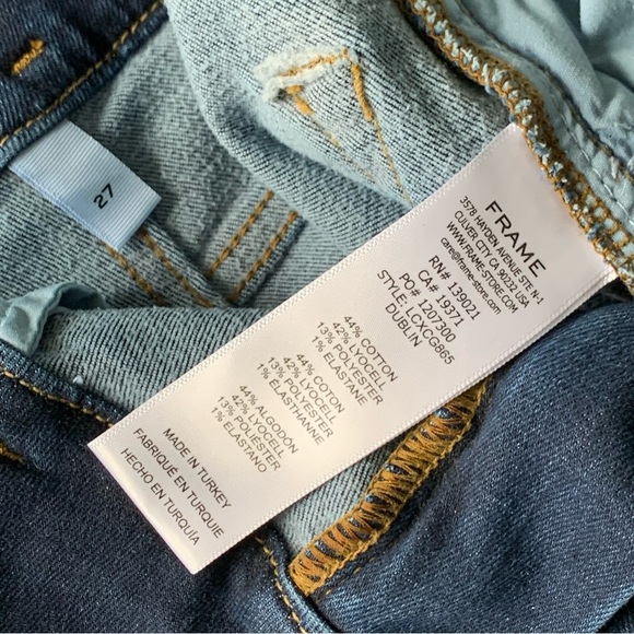 NWT Frame Le Catroux Blue Front Seam Double Button Cigarette Jeans - Picture 7 of 9